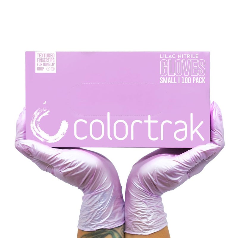 Colortrak Luminous Collection Disposable Nitrile Gloves Lilac Frost Color Small SingleUse AllergySafe LatexFree PowderFree OdorFree Textured Finger Tips